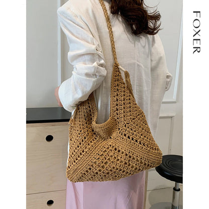 Damen Tote Bag Beach Woven Travel Shoulder Crossbody Purse