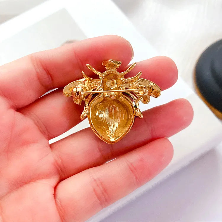 Brosche Biene Kristall Strass Groß Metall Vintage Luxus Anzug Damen