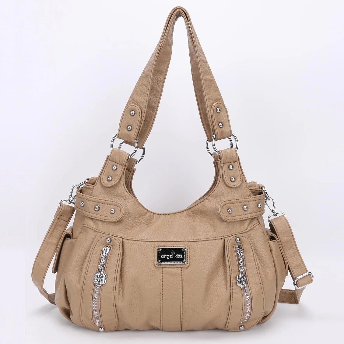 Damen-Schultertasche aus PU-Material Mit Großem Fassungsvermögen und Reißverschluss für Alltag und Freizeit