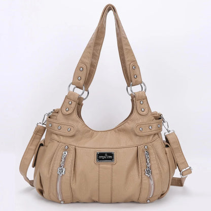 Damen-Schultertasche aus PU-Material Mit Großem Fassungsvermögen und Reißverschluss für Alltag und Freizeit