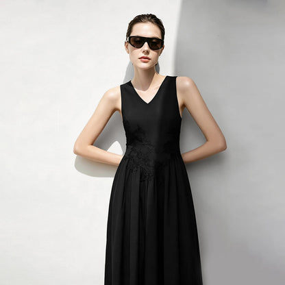 Elegantes Damenkleid Mit Spitze Und V-Ausschnitt Für Frauen