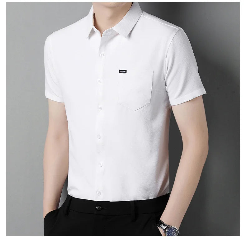 Sommerliches Herren-Kurzarmshirt in Unifarbe – modisches, lässiges Cardigan-Hemd für Jugendliche