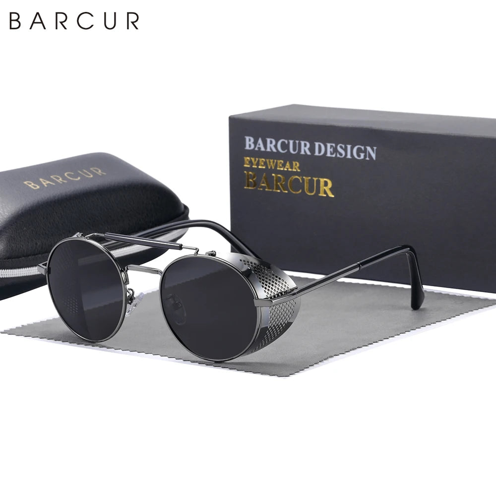 Sonnenbrille Steampunk rund polarisiert UV400 Vintage Herren Damen