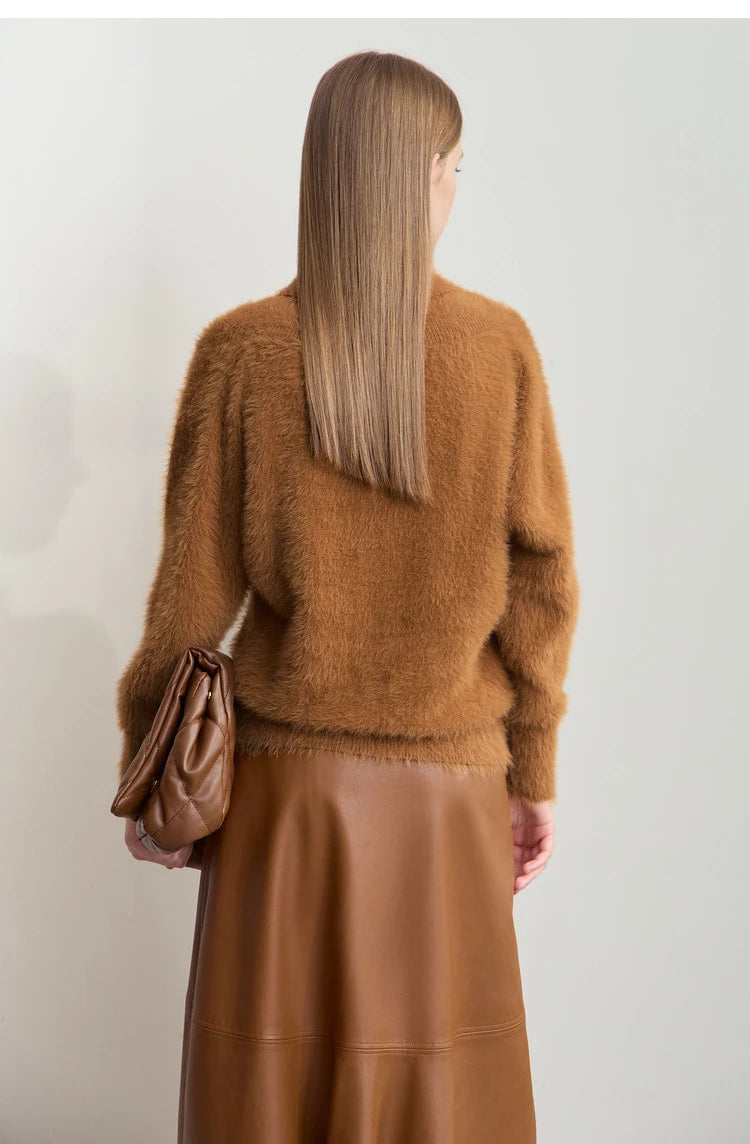 Damen-Rollkragenpullover locker Fledermausärmel Winter