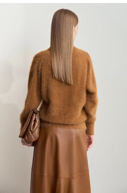 Damen-Rollkragenpullover locker Fledermausärmel Winter