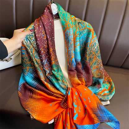 Damen Seidenschal groß 180x90cm Sommer Strand Foulard Bandana weich