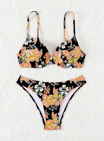 Gestreiftes sexy Bikini-Set mit Push-up-Effekt – ideal für Strand und Pool