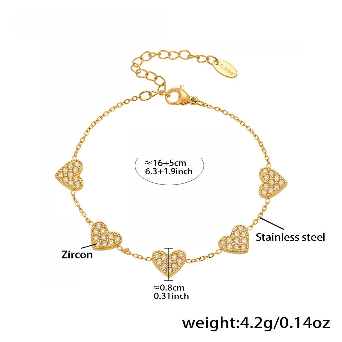 Damen-Charm-Armband mit Herzschleife und Zirkonia