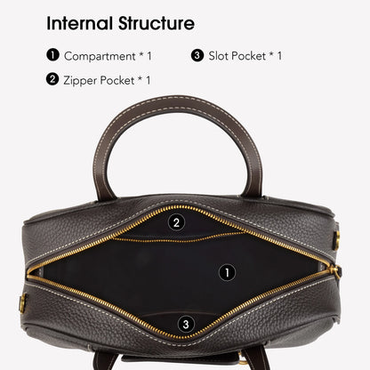 Echtleder Damen-Top-Handle Bowling-Handtasche