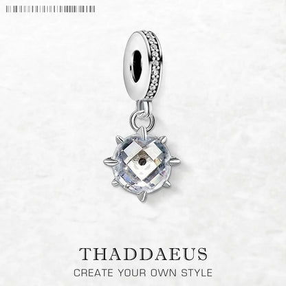 Damen-Charm-Anhänger weißer Stein Glück aus Sterlingsilber