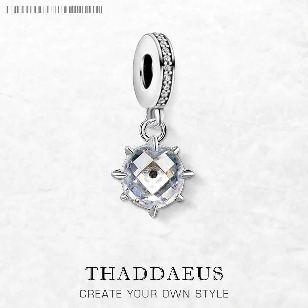 Damen-Charm-Anhänger weißer Stein Glück II aus Sterlingsilber