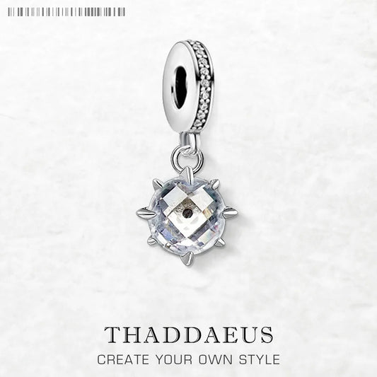 Damen-Charm-Anhänger weißer Stein Glück II aus Sterlingsilber