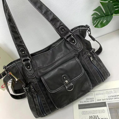 Damen-Handtasche Großes Fassungsvermögen mit Oberem Tragegriff für Alltag und Einkauf