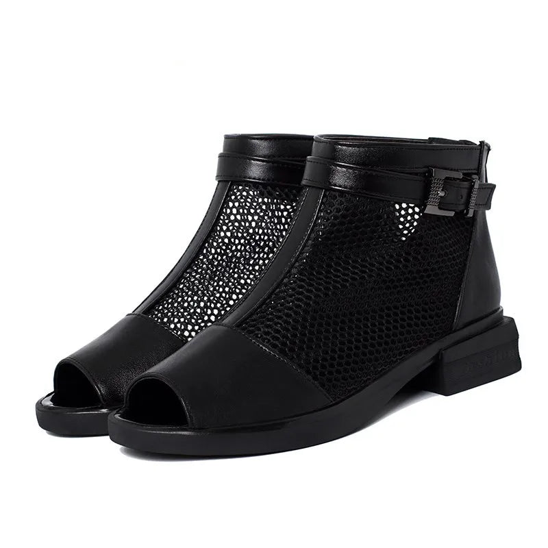 Damen Mesh Sandalen Hohle Offene Spitze 35-43