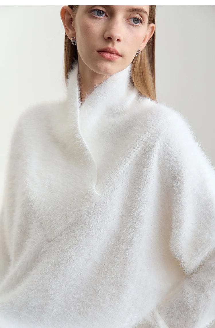 Damen-Rollkragenpullover locker Fledermausärmel Winter