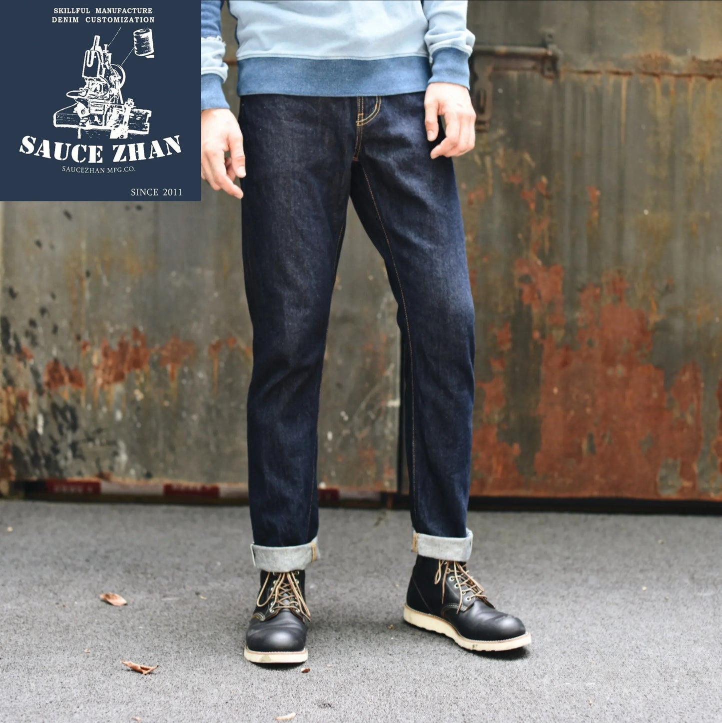 Herren Jeans aus Sanforized Denim mit Zipper Fly und schmaler Passform