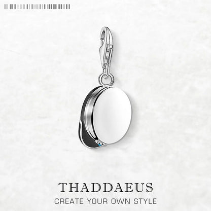 925-Silber Charm-Anhänger, Seitenansicht mit Aufhängöse und runder Scheibe