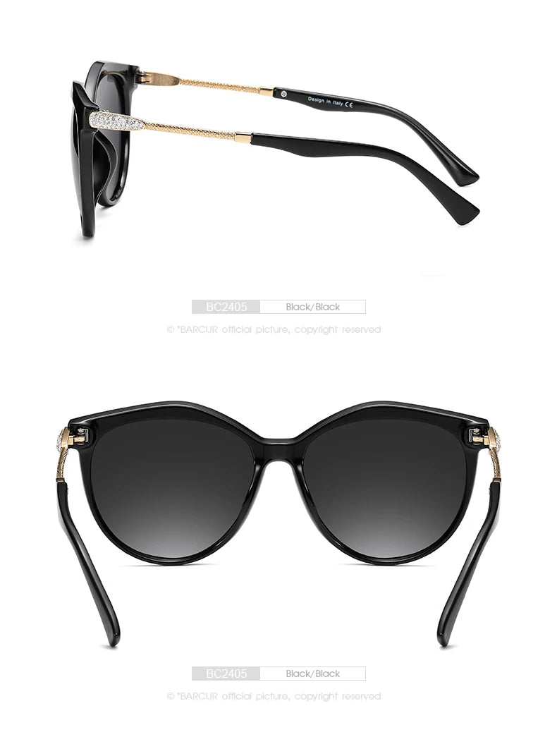 Damen-Sonnenbrille Cat Eye oval Farbverlauf Spiegel polarisiert