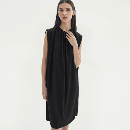 Elegantes Ärmelloses Baumwolle Kleid Mit Kordelzug Für Damen