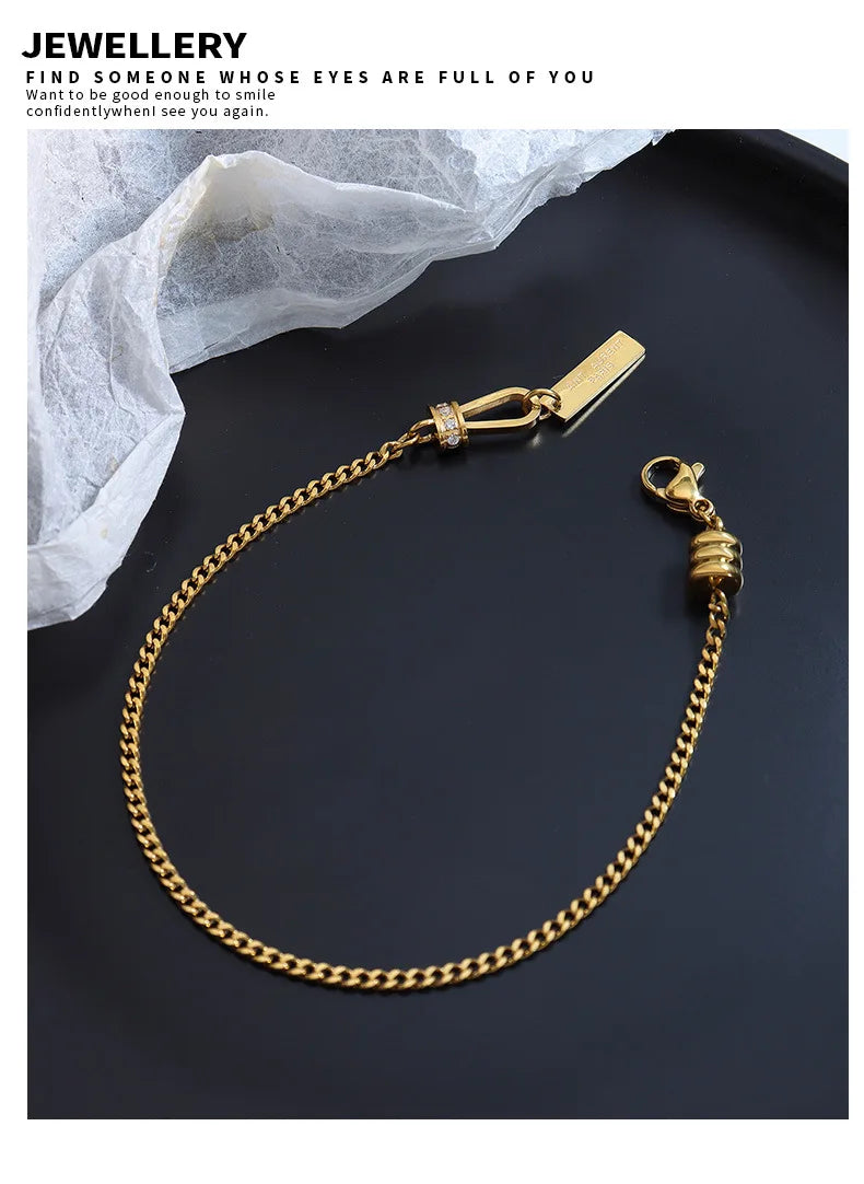 Damen-Gliederarmband mit Zirkonia-Fassung aus Edelstahl