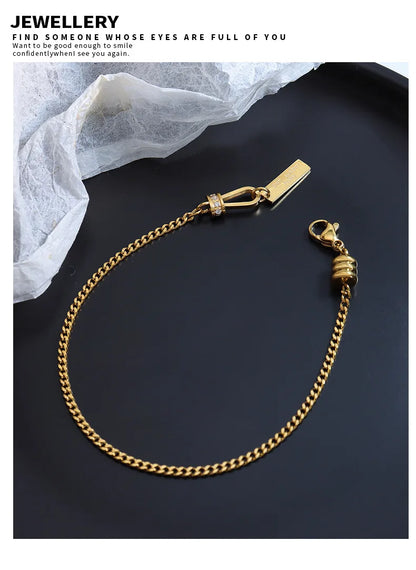 Damen-Gliederarmband mit Zirkonia-Fassung aus Edelstahl