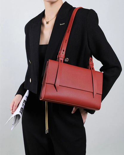 Schultertasche Aus Kuh-Spaltleder In Rot | Elegant