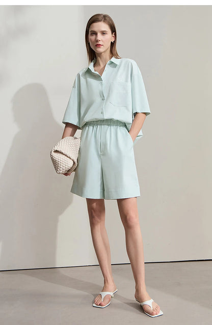 Damen Shorts im minimalistischen Stil mit elastischem Bund und weitem Bein