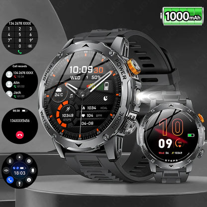 Herren Smartwatch mit Bluetooth Anruf und wasserdichtem Design für Outdoor Fitness