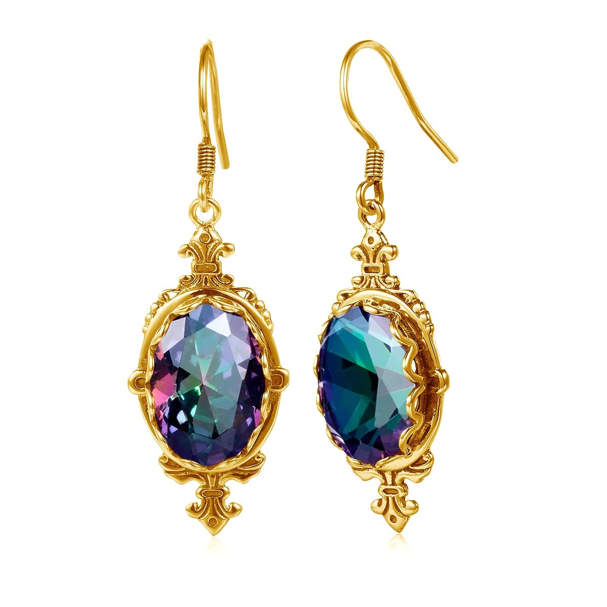 Damen-Silber-Tropfen-Ohrringe Mit Synthetischem Mystic Topaz Geburtsstein-Effekt Eleganter Glanz
