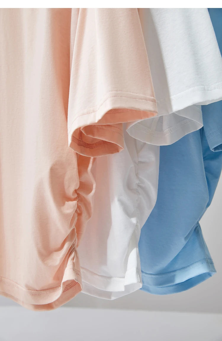 Damen T-Shirt im minimalistischen Stil aus leichtem elastischen Baumwollstoff