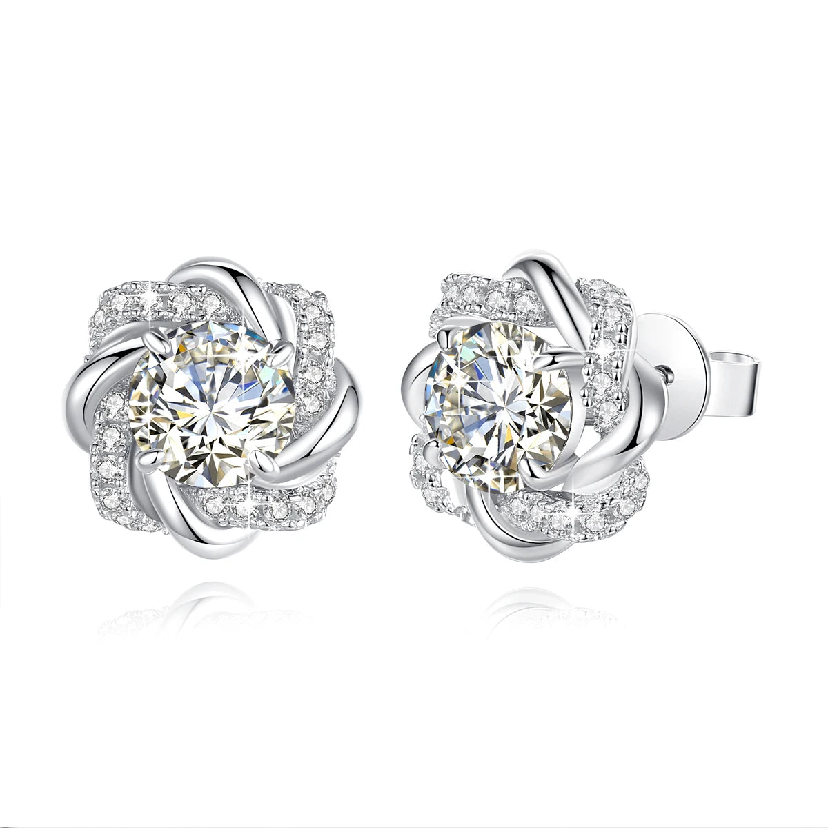 Damen-Moissanit-Ohrringe mit Zertifikat, 2 Karat Rosegold, Davidstern-Design, Luxusschmuck