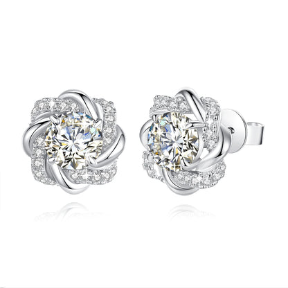 Damen-Moissanit-Ohrringe mit Zertifikat, 2 Karat Rosegold, Davidstern-Design, Luxusschmuck