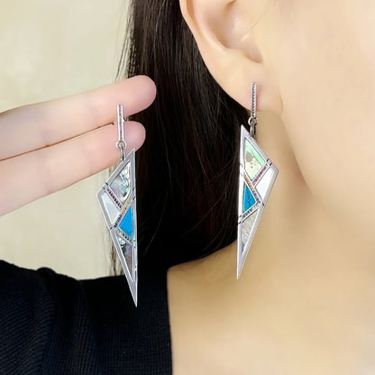 Damen-Ohrringe Dreieck Türkis Glück Sommer aus Sterlingsilber