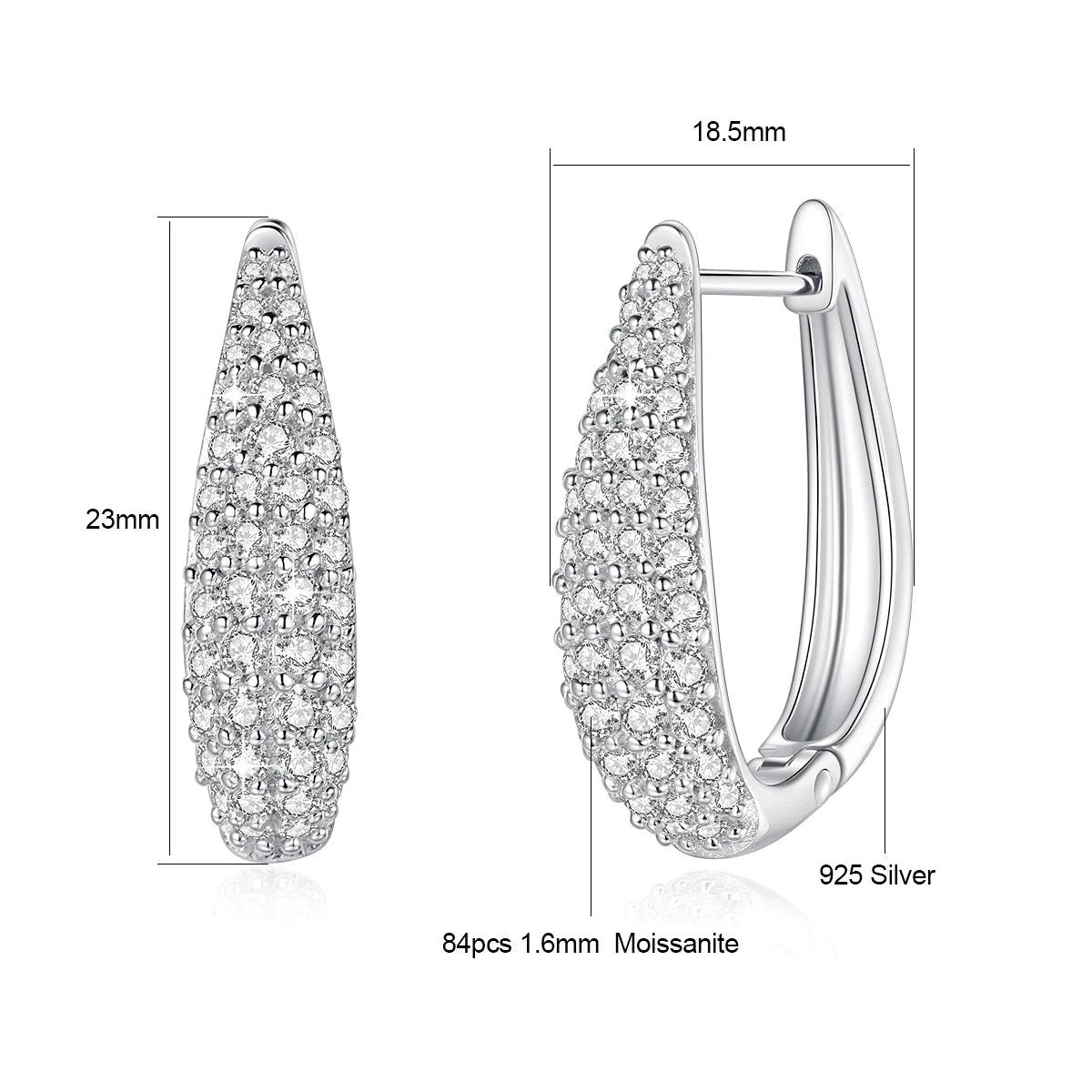 Damen-U-Form-Hoop-Ohrringe aus Silber 925, vergoldet mit 18K Gelbgold, Moissanite mit Zertifikat