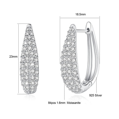 Damen-U-Form-Hoop-Ohrringe aus Silber 925, vergoldet mit 18K Gelbgold, Moissanite mit Zertifikat
