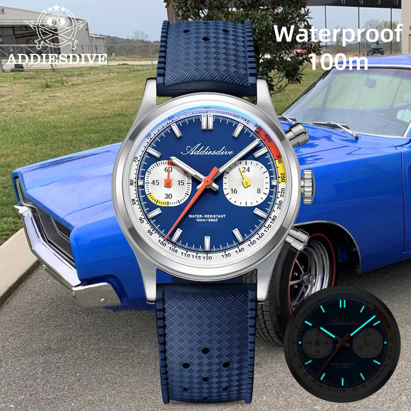 Herren-Chronograph mit VK64-Quarzwerk und Fluorkautschuk-Armband