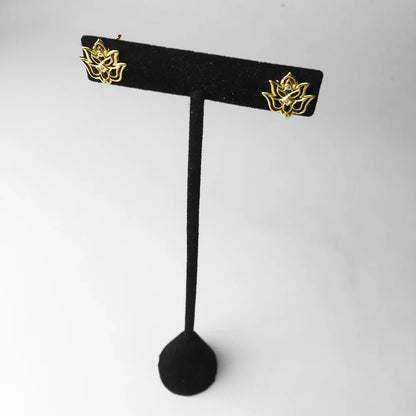 Damen-Ohrstecker Lotus golden Royal Vintage aus Sterlingsilber