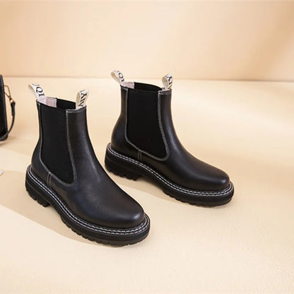 Women Winter Boots Sued Genuine Leather  New Fashion British Style Women Chelsea Boots Large Size 41　42　43 Female Ankle Boots