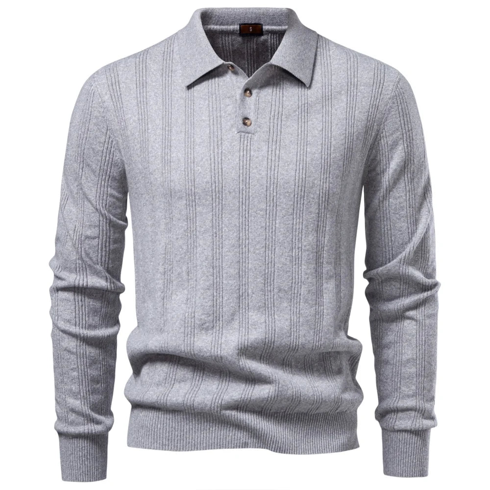 Herren Strickpoloshirt Aus Kunstkaschmir Komfort Elegant