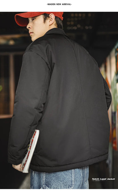Herren Anzugjacke Verdickte Reverskragen Warmer Mantel Vielseitige Oberbekleidung Herbst Winter