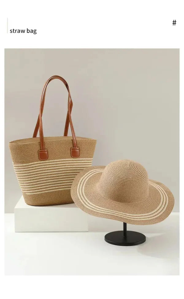 Damen Strandtasche Aus Stroh Mit Reißverschluss Und Großem Fassungsvermögen