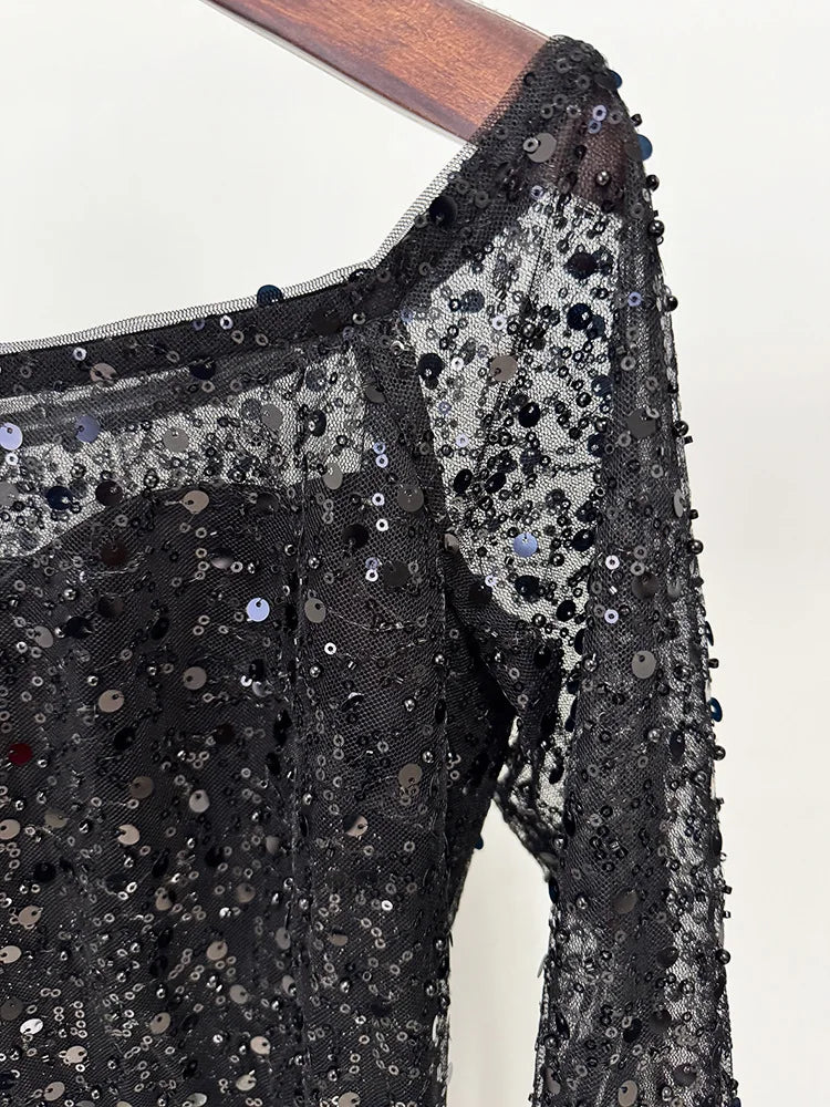 Lässiges Damen-Kleid mit Taschen, Reverskragen und langen Ärmeln im Patchwork-Hohldesign