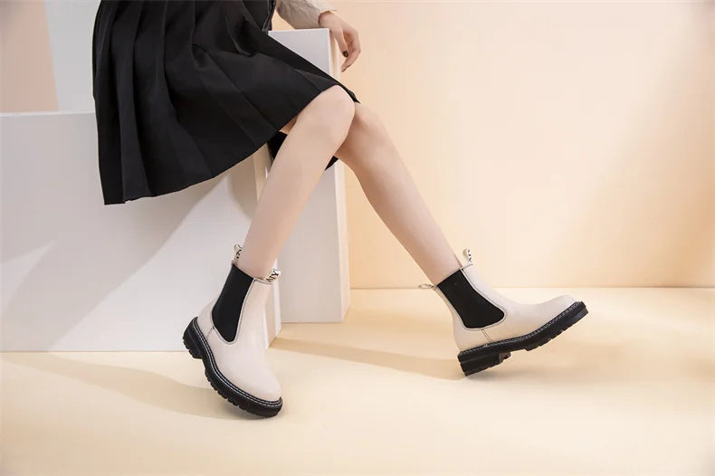 Women Winter Boots Sued Genuine Leather  New Fashion British Style Women Chelsea Boots Large Size 41　42　43 Female Ankle Boots