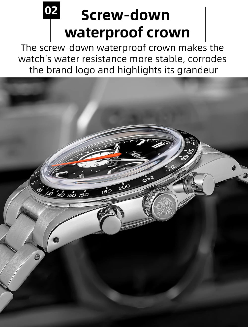 ADDIESDIVE 37mm Men Watch AD2539 BGW9 Super Luminous Chronograph Watch Bubble Mirror Glass 10Bar Waterproof VK63 Quartz Watches