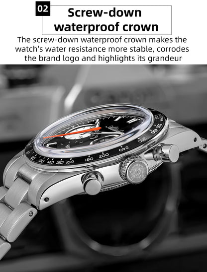 ADDIESDIVE 37mm Men Watch AD2539 BGW9 Super Luminous Chronograph Watch Bubble Mirror Glass 10Bar Waterproof VK63 Quartz Watches