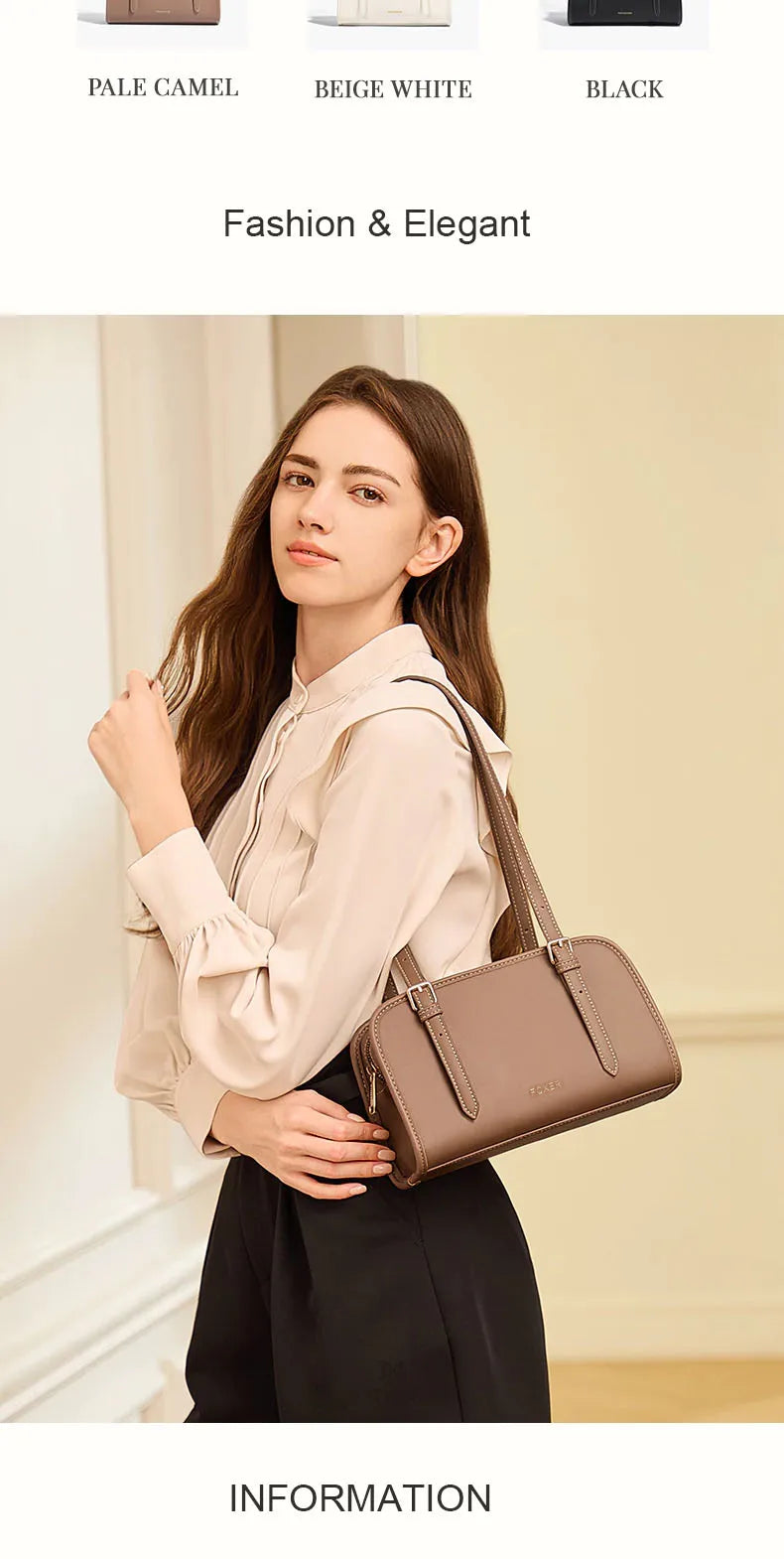 Damen Schultertasche aus PU-Leder im Baguette-Stil Casual