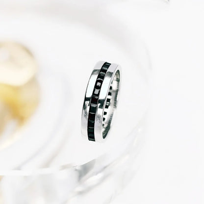 Damen-Ring Bandring schwarze Steine Vintage II aus Sterlingsilber