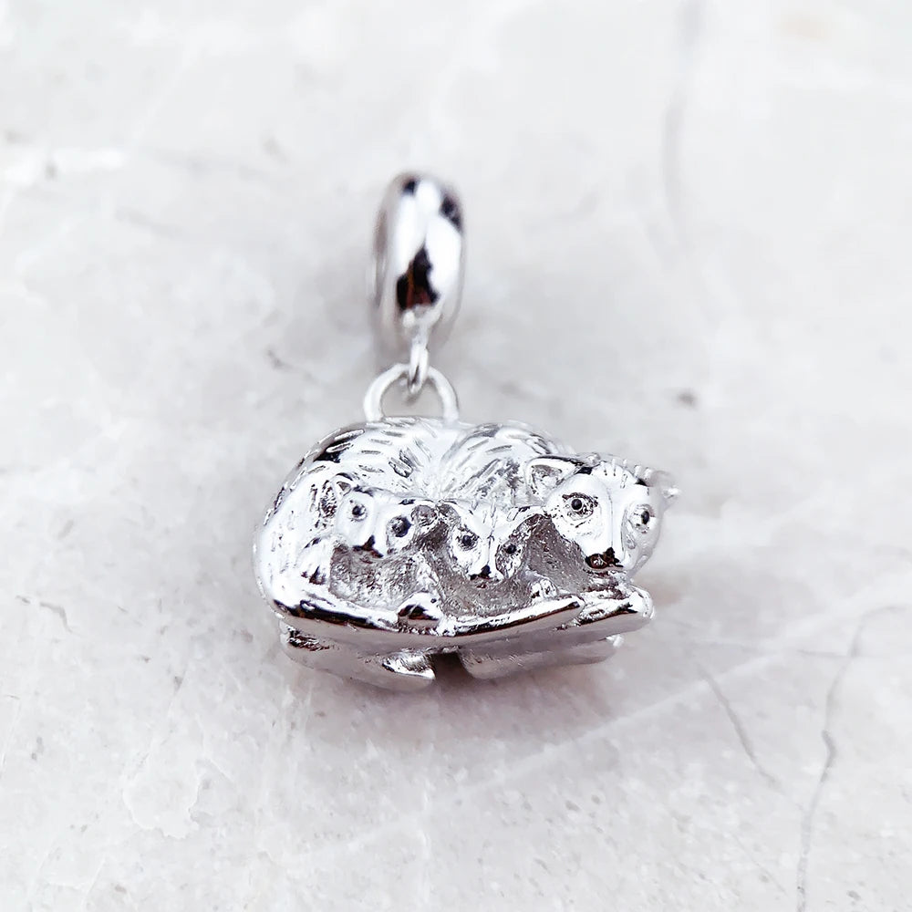 Damen-Charm-Anhänger Katze und Kätzchen süß Mutter aus Sterlingsilber