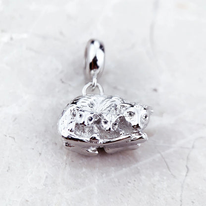 Damen-Charm-Anhänger Katze und Kätzchen süß Mutter aus Sterlingsilber