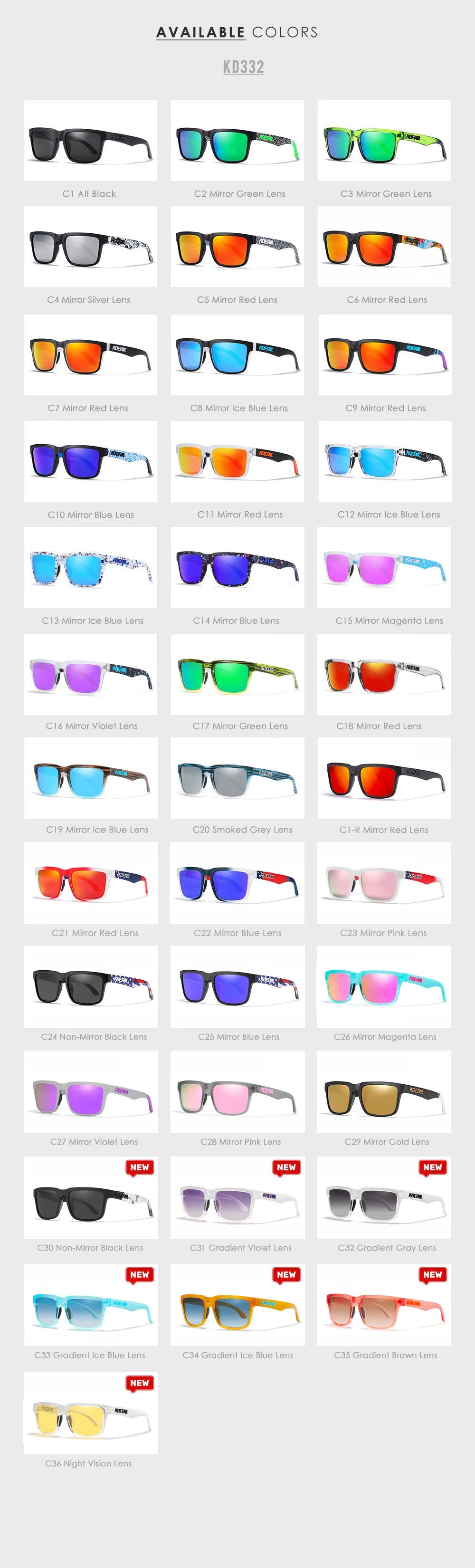 Sonnenbrille quadratisch polarisiert 37 Farben UV400 lässig Outdoor Unisex